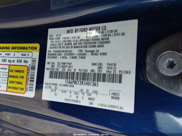 Продаж на аукціоні авто 2024 Ford Mustang Gt Premium Fastback, vin: 1FA6P8CF2R5401365, номер лоту: 44550975