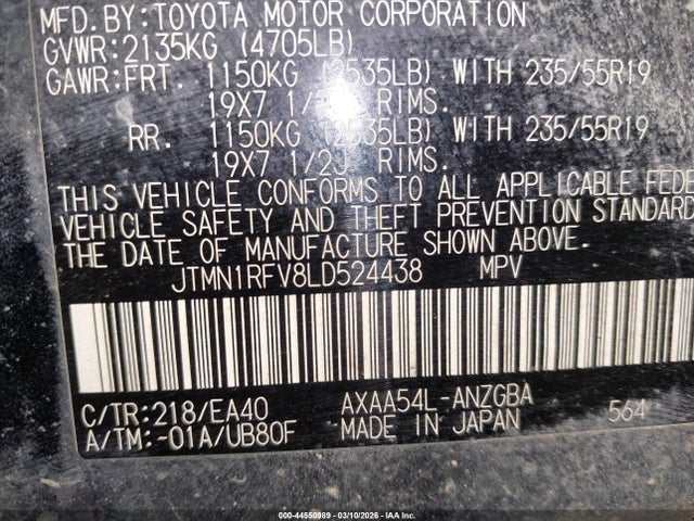 Toyota Rav4 Limited 2020 JTMN1RFV8LD524438 Image 9