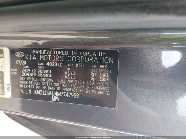 2021 Kia Soul S მანქანა იყიდება აუქციონზე, vin: KNDJ23AU4M7747969, აუქციონის ნომერი: 44550993