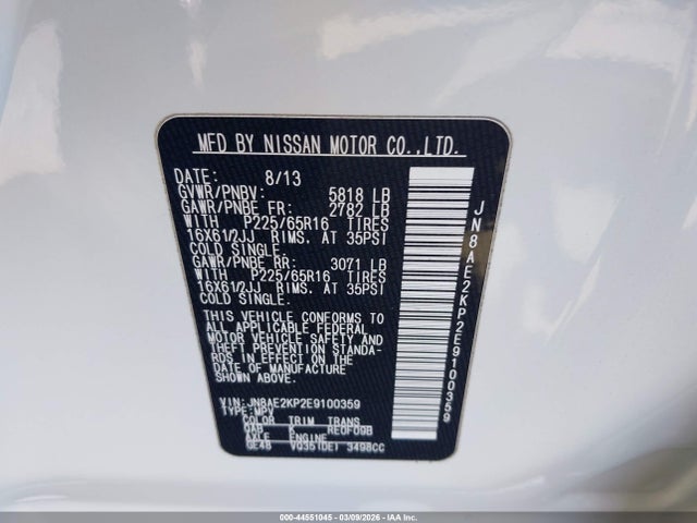 Nissan QUEST S 2014 JN8AE2KP2E9100359 Image 9