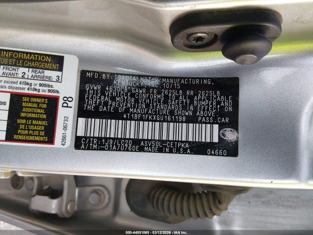 4T1BF1FKXGU161198 Toyota CAMRY XSE