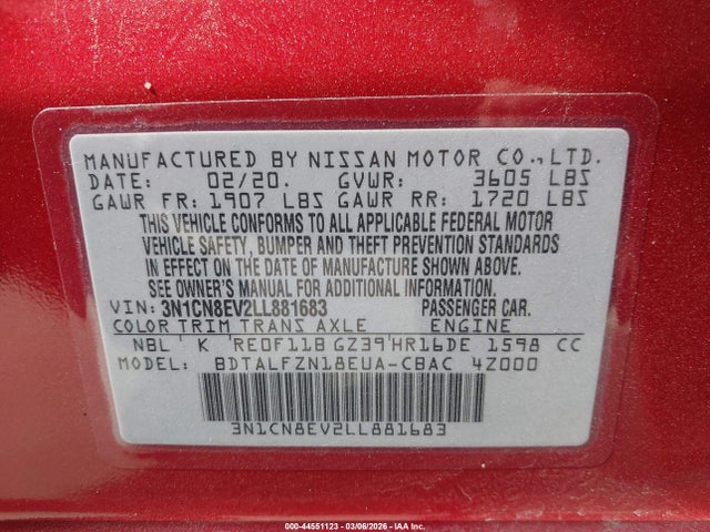 Nissan Versa Sv Xtronic Cvt 2020 3N1CN8EV2LL881683 Image 9