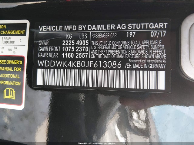 44551133 :رقم المزاد ، WDDWK4KB0JF613086 vin ، 2018 Mercedes-benz C 300 4matic مزاد بيع