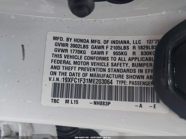 Honda CIVIC EX 2021 19XFC1F31ME203064 Image 9