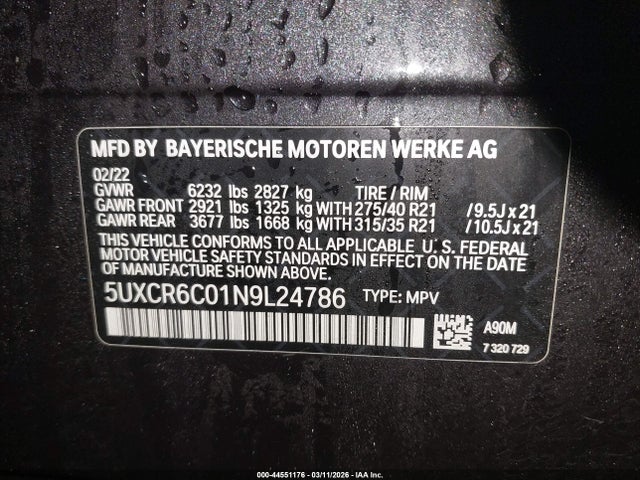 5UXCR6C01N9L24786 BMW X5 Xdrive40i