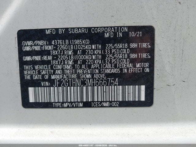 Subaru Crosstrek Limited 2021 JF2GTHNC3MH666754 Image 9
