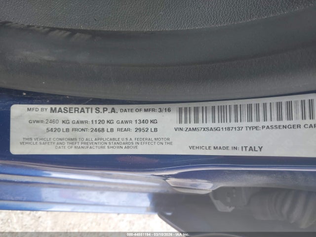 2016 MASERATI GHIBLI ZAM57XSA5G1187137 Photo 8