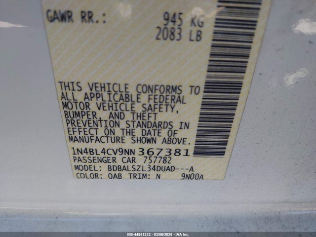 Nissan Altima Sr Fwd 2022 1N4BL4CV9NN367381 Image 9