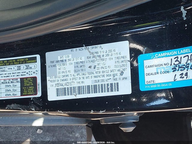 44551240 :رقم المزاد ، JM3ER4WLXA0318771 vin ، 2010 Mazda Cx-7 S Grand Touring مزاد بيع