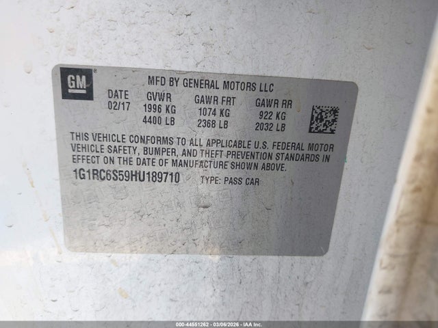 1G1RC6S59HU189710 Chevrolet VOLT LT