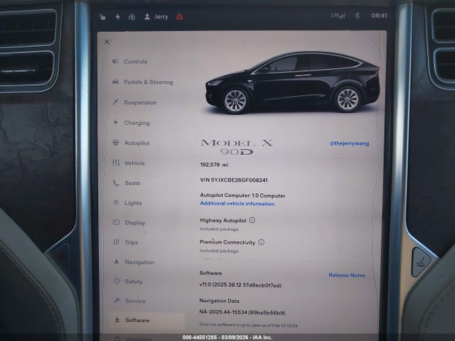 2016 Tesla Model X 60d/70d/75d/90d/p100d მანქანა იყიდება აუქციონზე, vin: 5YJXCBE26GF008241, აუქციონის ნომერი: 44551285