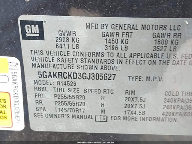 5GAKRCKD3GJ305627 Buick Enclave Premium