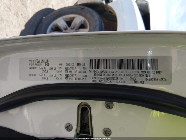 44551305 :رقم المزاد ، 1C6RR7FG3KS640339 vin ، 2019 Ram 1500 Classic Tradesman  4x4 6'4 Box مزاد بيع