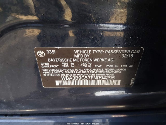2015 BMW 335I WBA3B9G57FNR94295 Photo 8