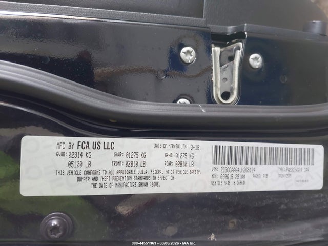 Продаж на аукціоні авто 2018 Chrysler 300 Touring, vin: 2C3CCAAG4JH265124, номер лоту: 44551361