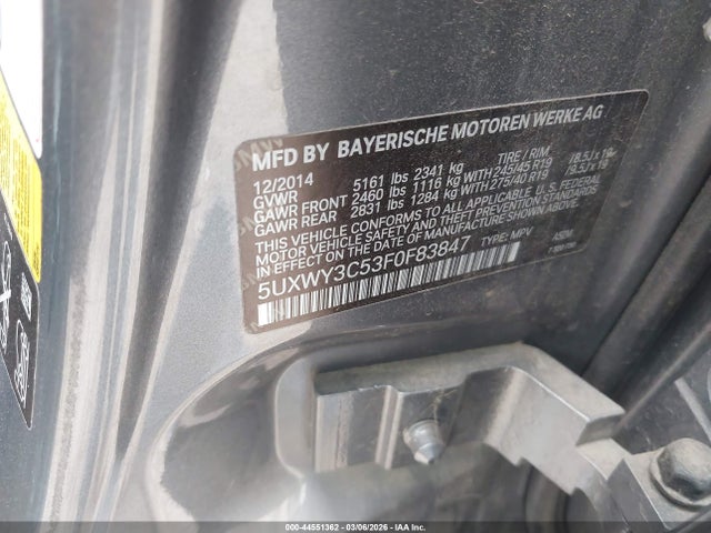 5UXWY3C53F0F83847 BMW X3 Xdrive28d