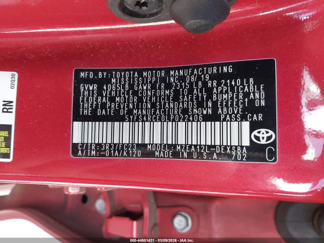 5YFS4RCE0LP022406 Toyota COROLLA SE