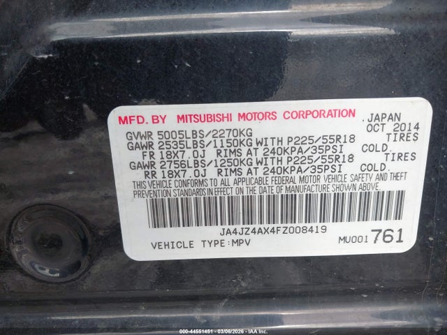 2015 MITSUBISHI OUTLANDER JA4JZ4AX4FZ008419 Photo 8