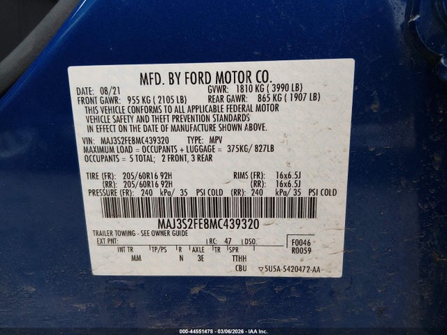 2021 FORD ECOSPORT MAJ3S2FE8MC439320 Photo 8