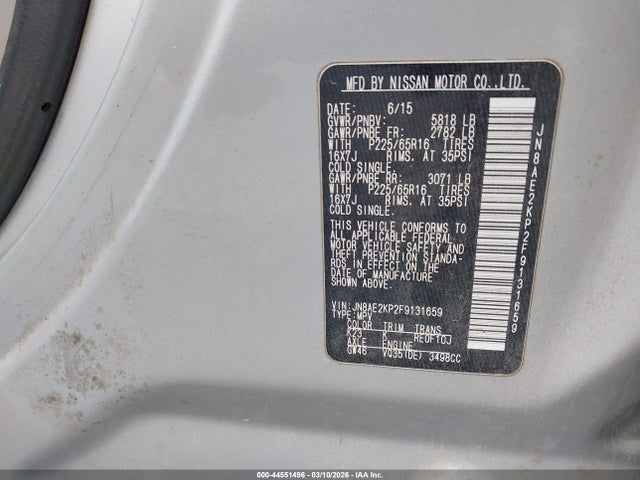 Nissan Quest Sv 2015 JN8AE2KP2F9131659 Image 9