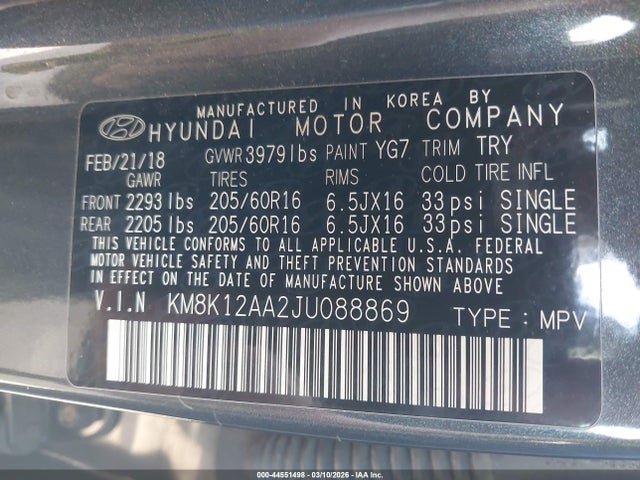 2018 HYUNDAI KONA KM8K12AA2JU088869 Photo 8