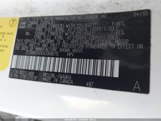 Aukcja sprzedaży 2005 Lexus Rx 330, vin: 2T2HA31UX5C069015, numer aukcji: 44551515