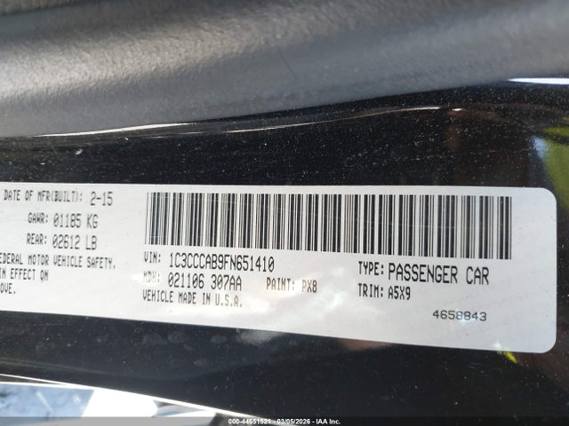2015 Chrysler 200 Limited მანქანა იყიდება აუქციონზე, vin: 1C3CCCAB9FN651410, აუქციონის ნომერი: 44551521