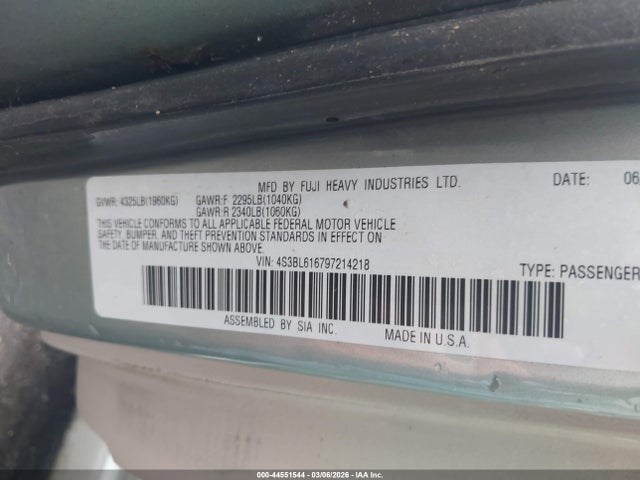 Продажа на аукционе авто 2009 Subaru Legacy 2.5i, vin: 4S3BL616797214218, номер лота: 44551544