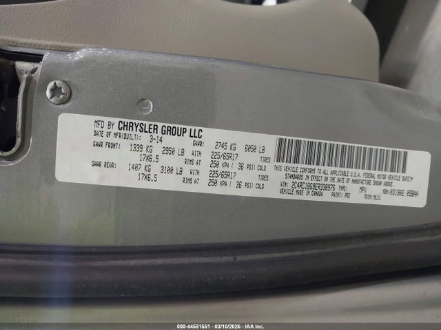 44551551 :رقم المزاد ، 2C4RC1BG9ER338976 vin ، 2014 Chrysler Town & Country Touring مزاد بيع