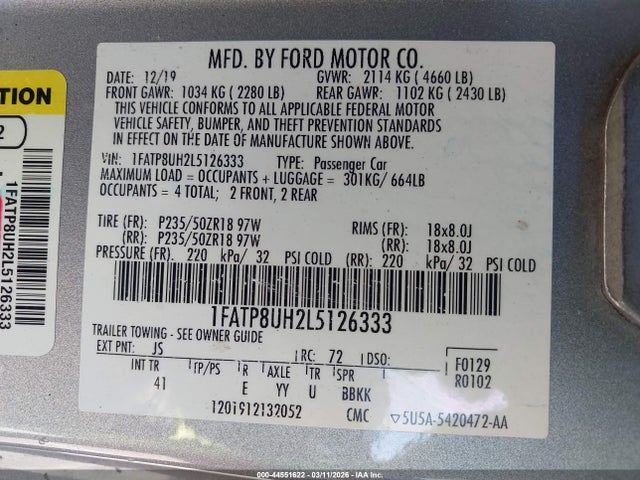 Ford Mustang Ecoboost Premium 2020 1FATP8UH2L5126333 Image 9