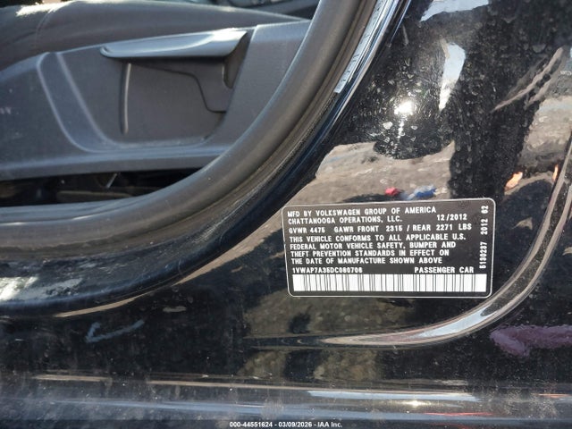 Aukcja sprzedaży 2013 Volkswagen Passat S, vin: 1VWAP7A35DC080706, numer aukcji: 44551624