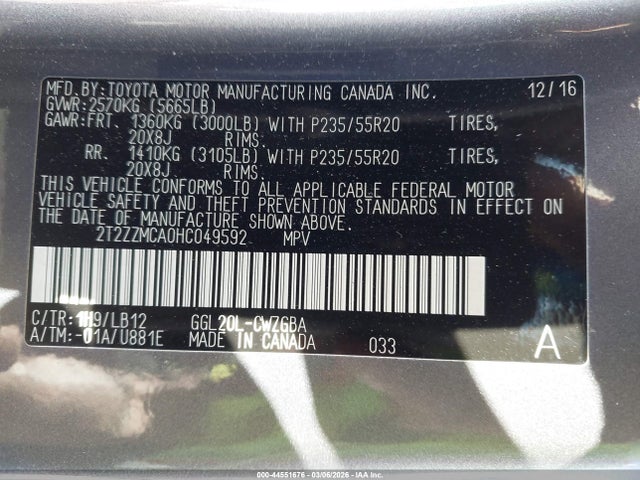 Lexus RX 350 2017 2T2ZZMCA0HC049592 Image 9