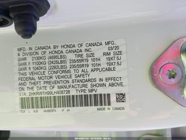 2020 HONDA CR-V 2HKRW1H99LH408728 Photo 8