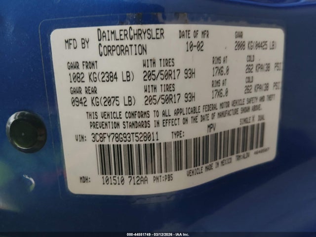 2003 CHRYSLER PT CRUISER 3C8FY78G93T528011 Photo 8