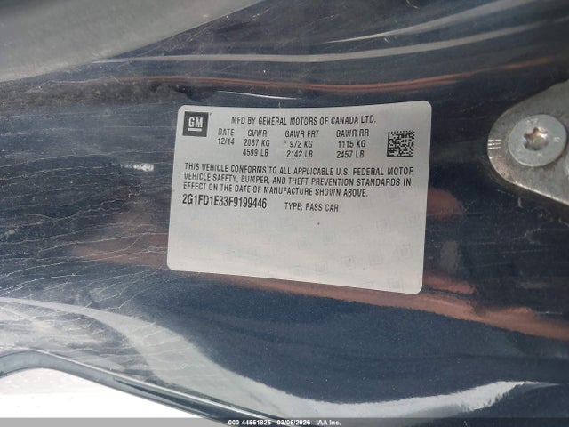 44551825 :رقم المزاد ، 2G1FD1E33F9199446 vin ، 2015 Chevrolet Camaro 1lt مزاد بيع