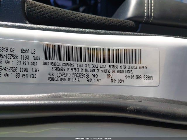 Auction sale of the 2014 Jeep Grand Cherokee Srt8, vin: 1C4RJFDJ5EC329468, lot number: 44551863