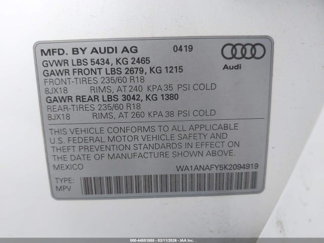 WA1ANAFY5K2094919 Audi Q5 45 Premium