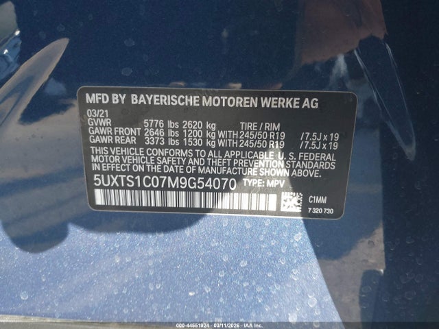 5UXTS1C07M9G54070 BMW X3 Phev Xdrive30e