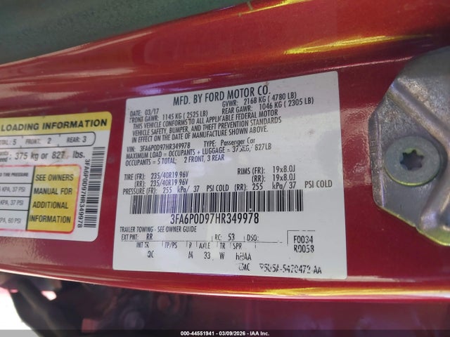 2017 FORD FUSION 3FA6P0D97HR349978 Photo 8