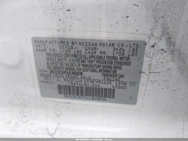 Nissan Versa 1.6 Sv 2018 3N1CN7AP4JL868836 Image 9