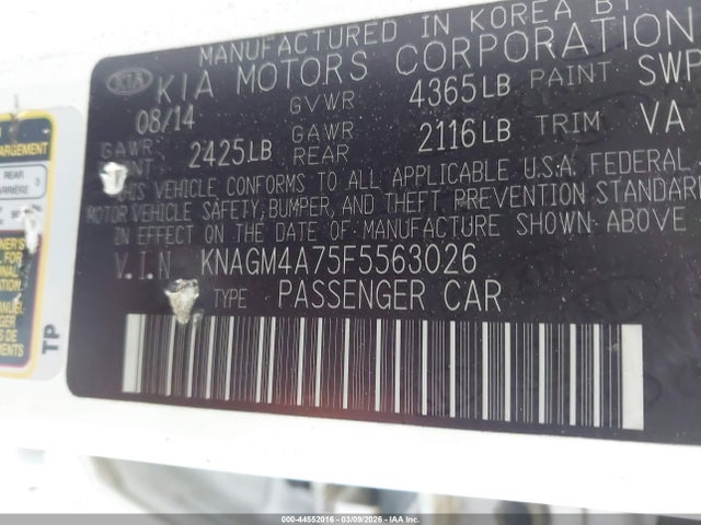KIA Optima Lx 2015 KNAGM4A75F5563026 Image 9