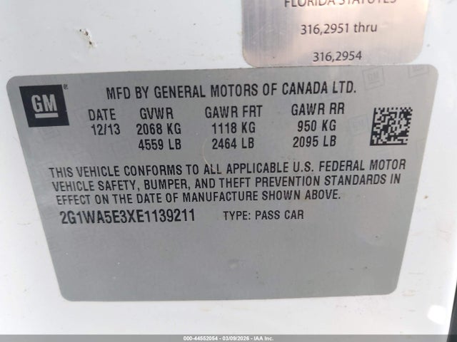 Продажа на аукционе авто 2014 Chevrolet Impala Limited Ls, vin: 2G1WA5E3XE1139211, номер лота: 44552054