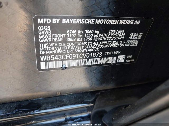 WB543CF09TCV01873 BMW Ix Xdrive45