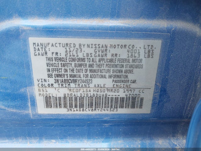 Продажа на аукционе авто 2024 Nissan Sentra Sv Xtronic Cvt, vin: 3N1AB8CV8RY244523, номер лота: 44552073
