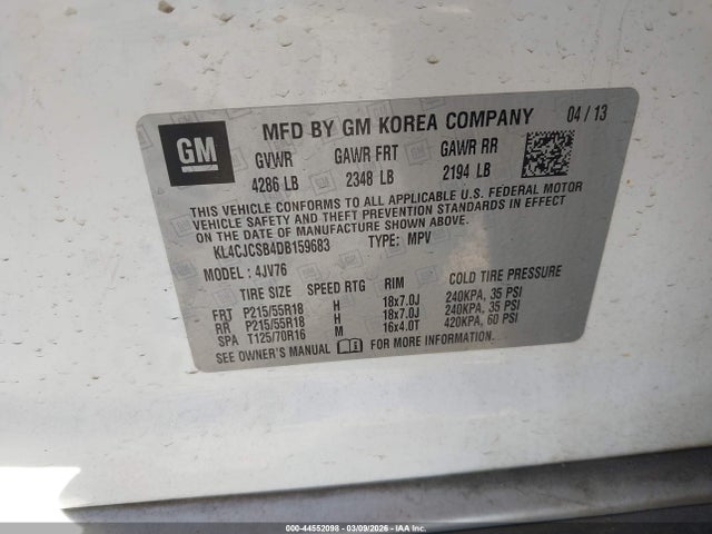 Aukcja sprzedaży 2013 Buick Encore Leather, vin: KL4CJCSB4DB159683, numer aukcji: 44552098