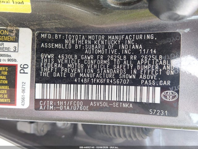 Toyota CAMRY LE 2015 4T4BF1FK6FR456707 Image 9