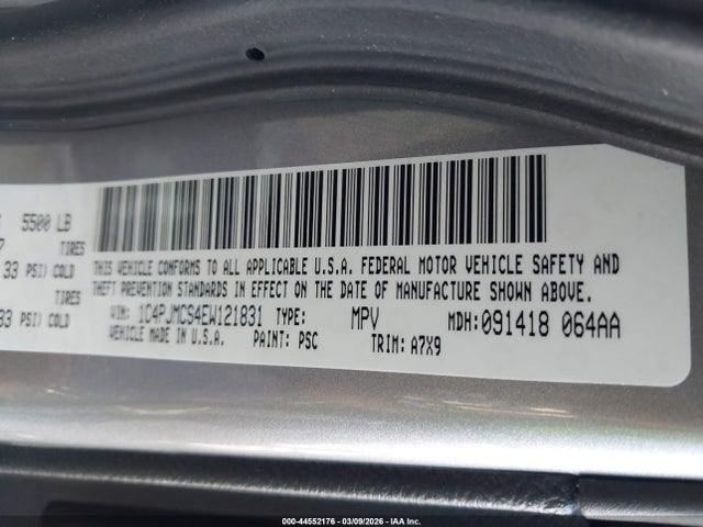 Aukcja sprzedaży 2014 Jeep Cherokee Latitude, vin: 1C4PJMCS4EW121831, numer aukcji: 44552176