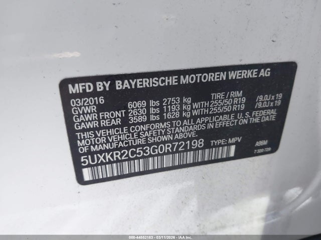 2016 Bmw X5 Sdrive35i მანქანა იყიდება აუქციონზე, vin: 5UXKR2C53G0R72198, აუქციონის ნომერი: 44552183