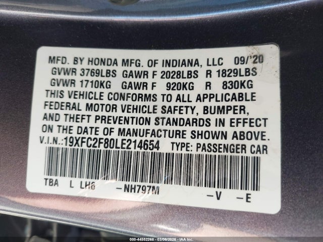 Honda Civic Sport 2020 19XFC2F80LE214654 Image 9
