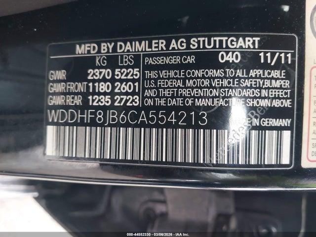 44552330 :رقم المزاد ، WDDHF8JB6CA554213 vin ، 2012 Mercedes-benz E 350 4matic مزاد بيع
